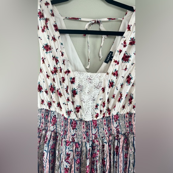 Torrid Floral Boho Maxi Dress Lace Trim Smocked Waist Cottagecore - Picture 5 of 10